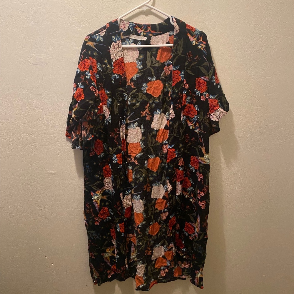 Lush Floral Hummingbird print “Kimono”